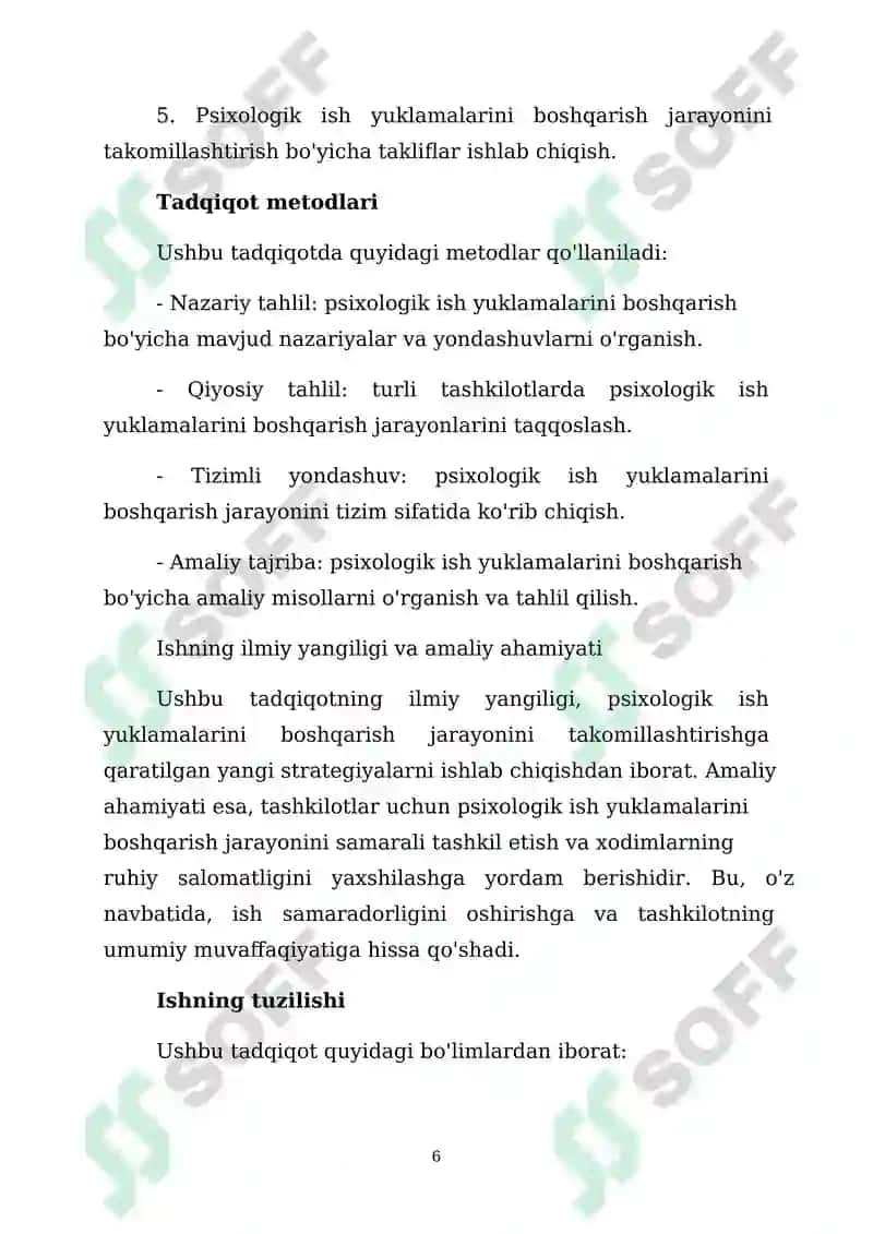 Psixologning ish yuklamalarini boshqarish 6