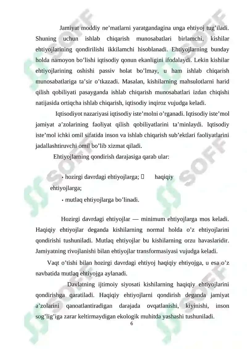 Ijtimoiy iqtisodiy ehtiyojlar ularning tarkibi va turkumlanishi 6