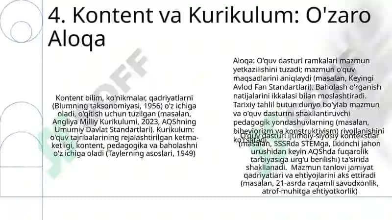 Ta'lim mazmunining belgilanishi va uning tarixiy xarakterini tahlil qiling 6