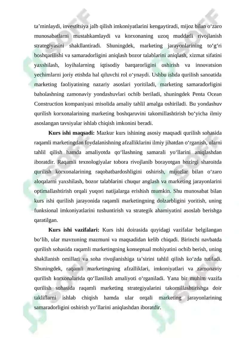 Qurilishda marketing faoliyati samaradorligini baholash (“Penta-Ocean Construction”, Tokio, Yaponiya misolida) 6