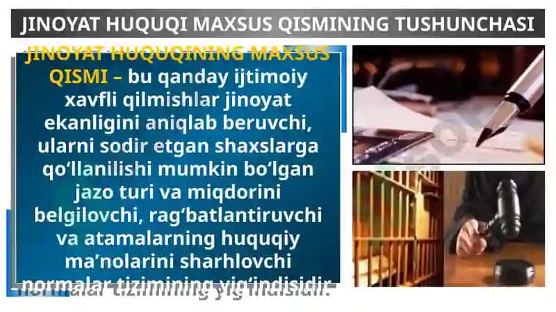 JINOYAT HUQUQI  MAXSUS QISMI TUSHUNCHASI,  UNING TIZIMI  VA AHAMIYATI 6