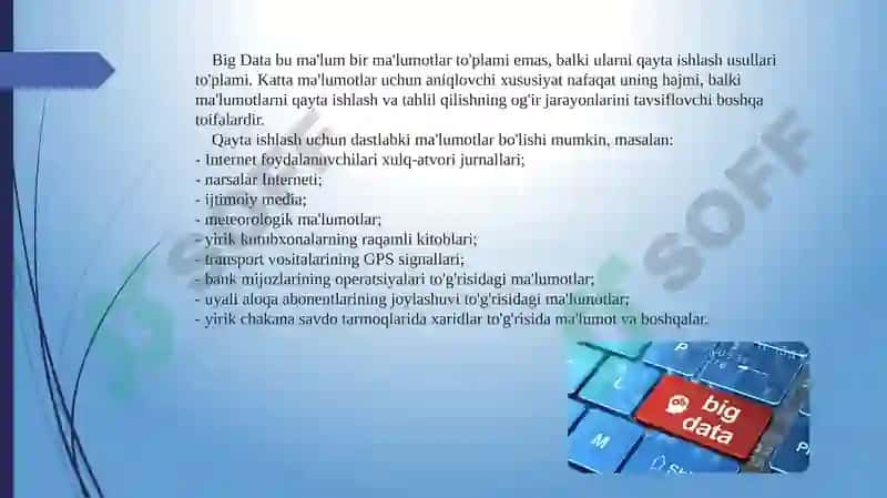 Big Data va uning turli sohalardagi tadbiqi 6
