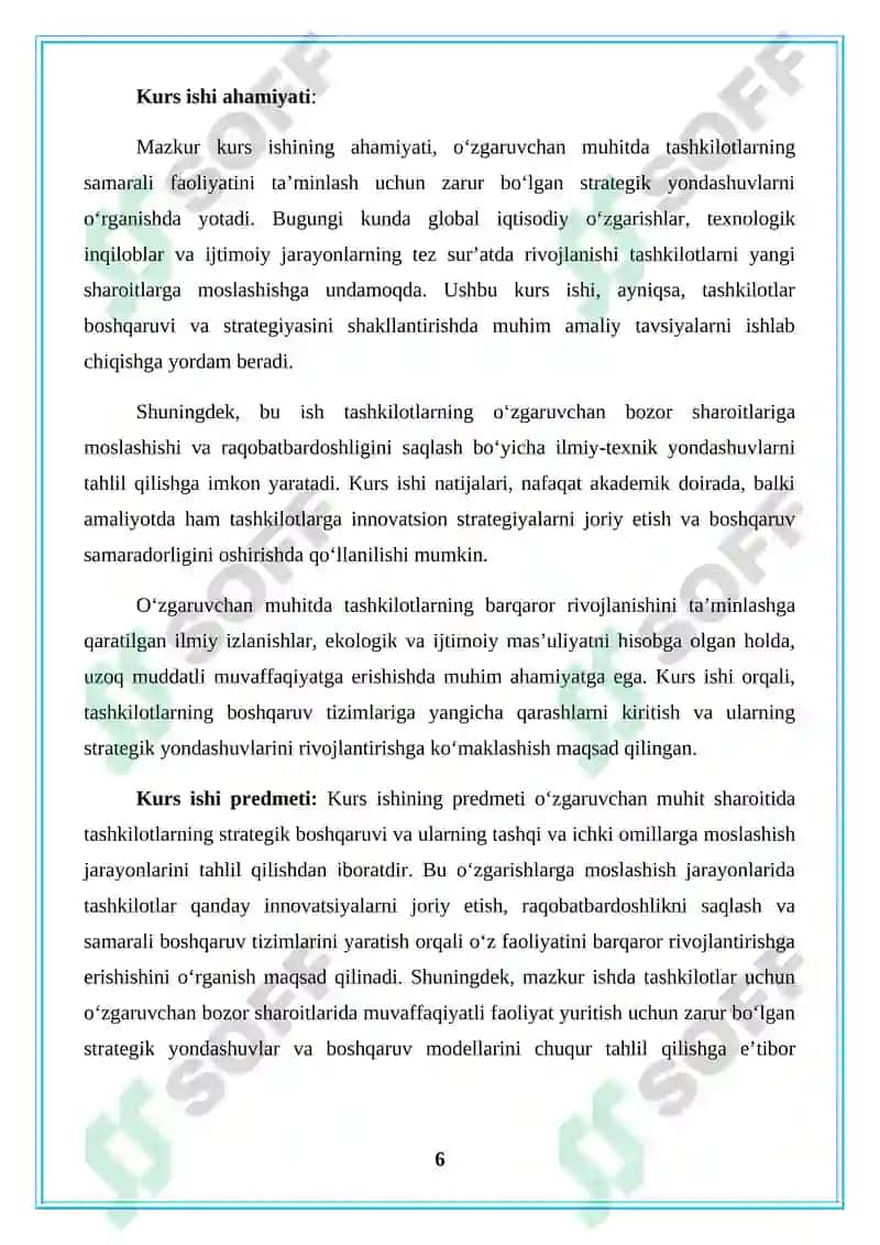 O'zgaruvchan muhitga tashkilotlarni moslashtirish 6