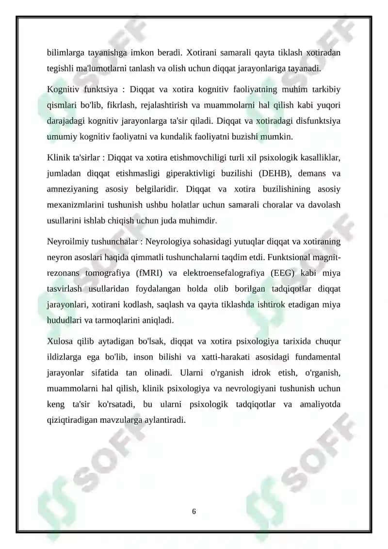 DIQQAT VA XOTIRANING PSIXOLOGIK XUSUSIYATLARI 6