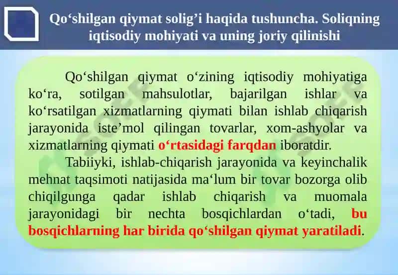 Qo‘shilgan qiymat solig‘ini hisoblash tartiblarining o‘ziga xos xususiyatlari 6