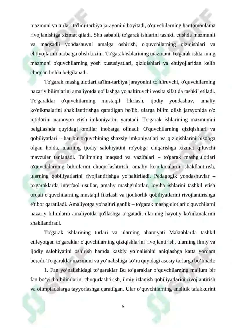 3-sinfda to'garak mashg’ulotlarini tashkil etish tajribasi. 6