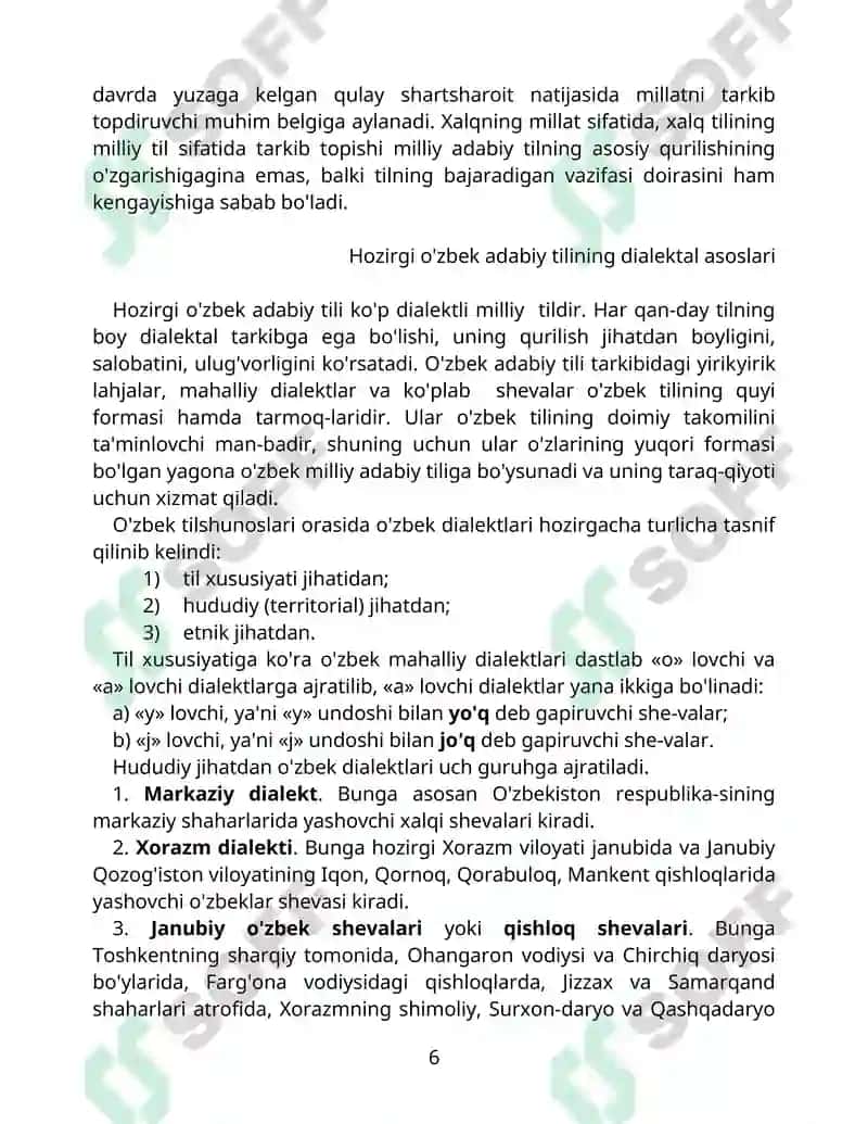 HOZIRGI O'ZBEK ADABIY TILI (O'zbek filologiyasi bakalavr ixtisosligi uchun qo'llanma) 6
