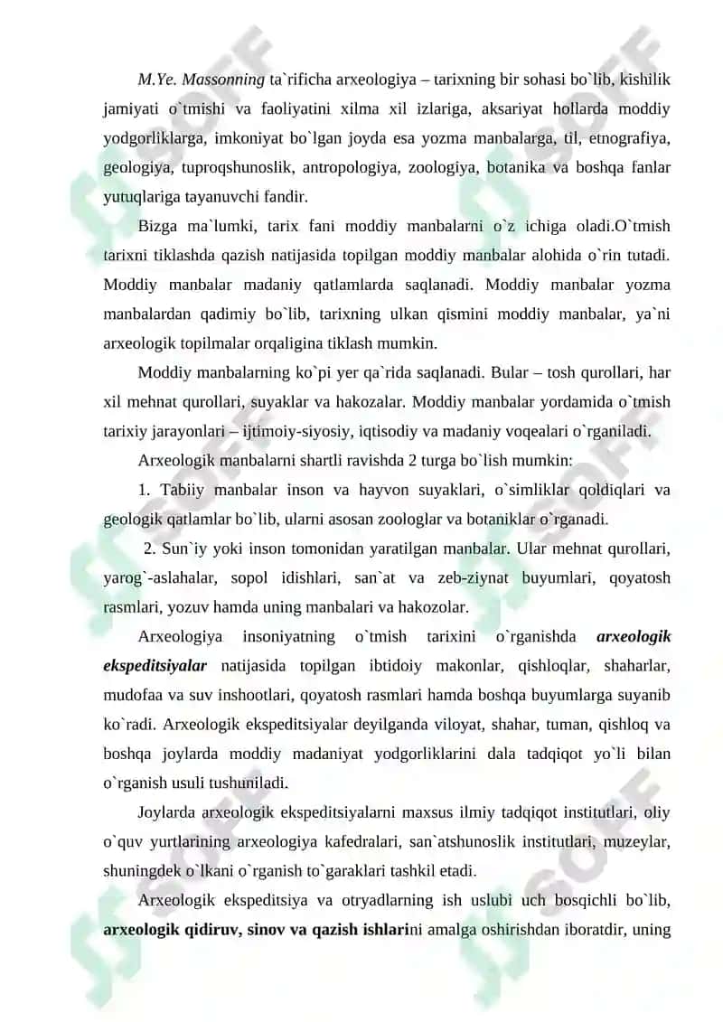 Arxeologiyaga kirish fanning predmeti, maqsadi va vazifasi 6