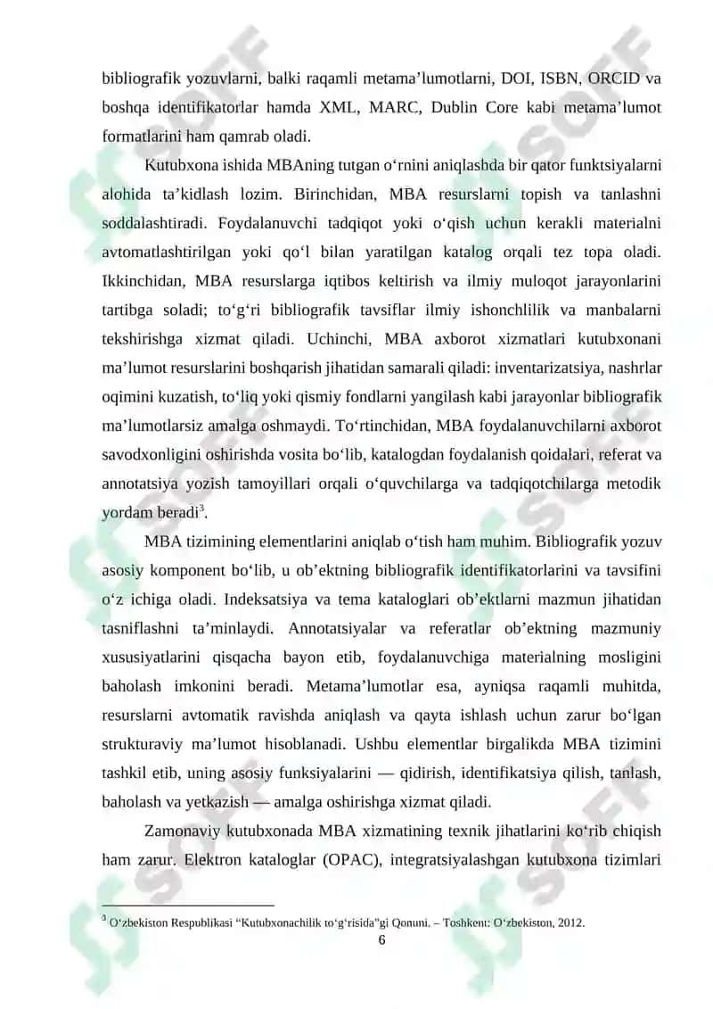 AKM va kutubxonalarning MBA (ma'lumot bibliografik axborot)tashkil etish va takomillashtirish 6