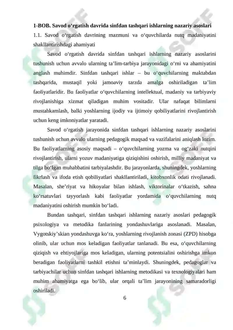 SAVOD O‘RGATISH DAVRIDA SINFDAN TASHQARI ISHLARNI (“SAVODXONLIK” BAYRAMI VA SHUNGA O‘XSHASH TADBIRLAR) UYUSHTIRISH 6