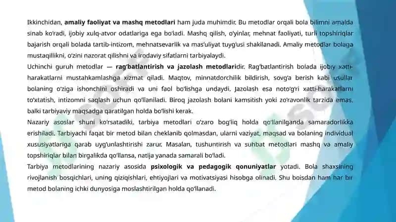 Tarbiyaning asosiy metodlari 6