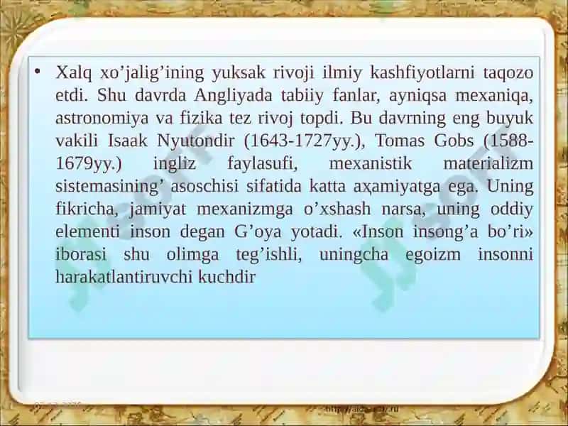 Angliya va Fransiyada klassik maktabning shakillanishi 6