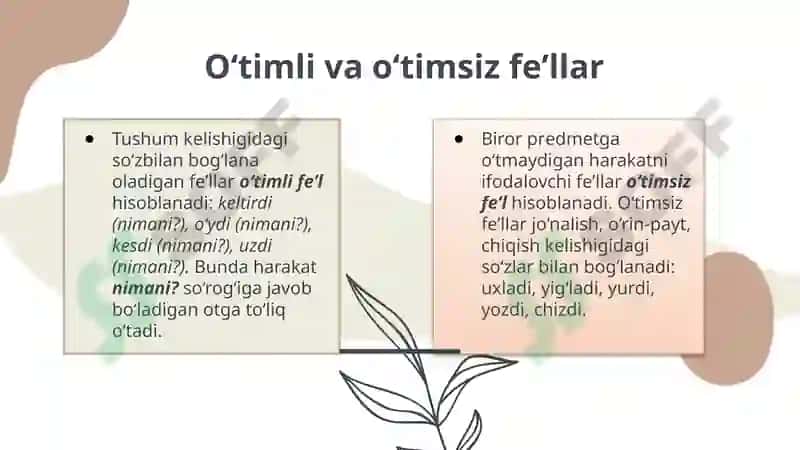 Fe’lning vazifadosh shakllari 6