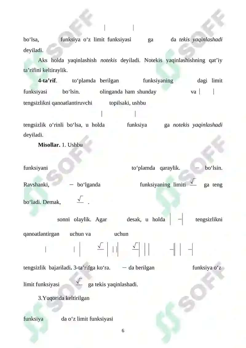 Parametrga bog'liq xosmas integrallar va ularning xossalari. 6
