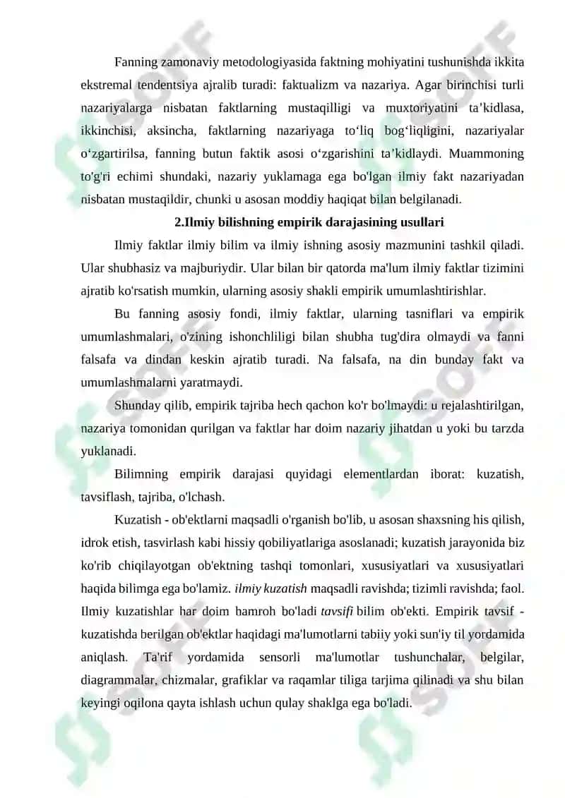 Ilmiy bilishning empirik darajasining shakllari va usullari 6