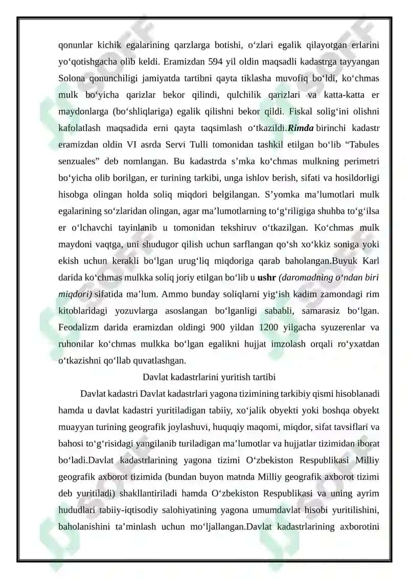 Davlat kadastrlarini yuritish vazifalari 6