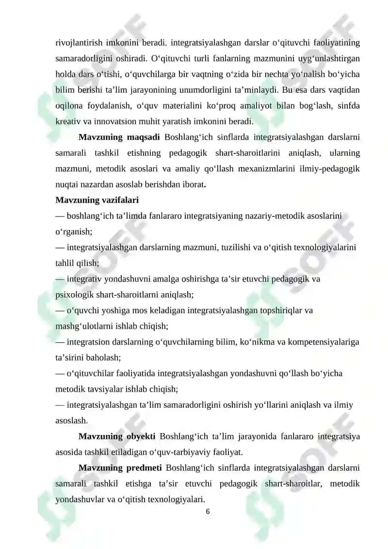 Boshlanģich sinflarda integratsiyalashgan darslarni tashkil etishning pedagogik shart sharoitlar 6