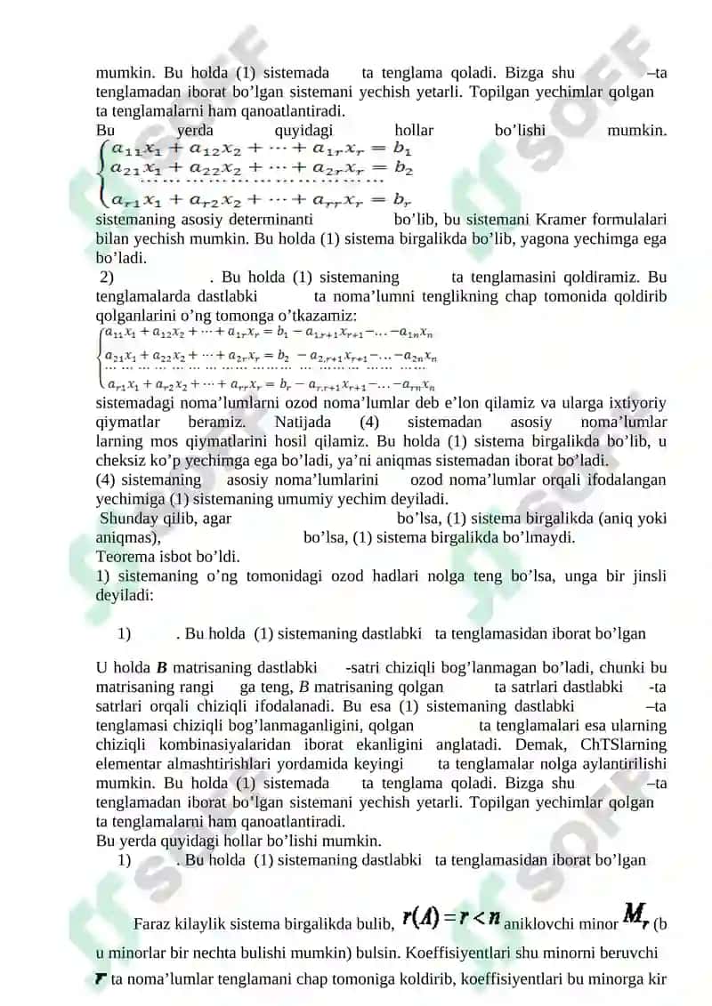 Chiziqli tenglamalar sistemasini matritsalar yordamida yechish 6