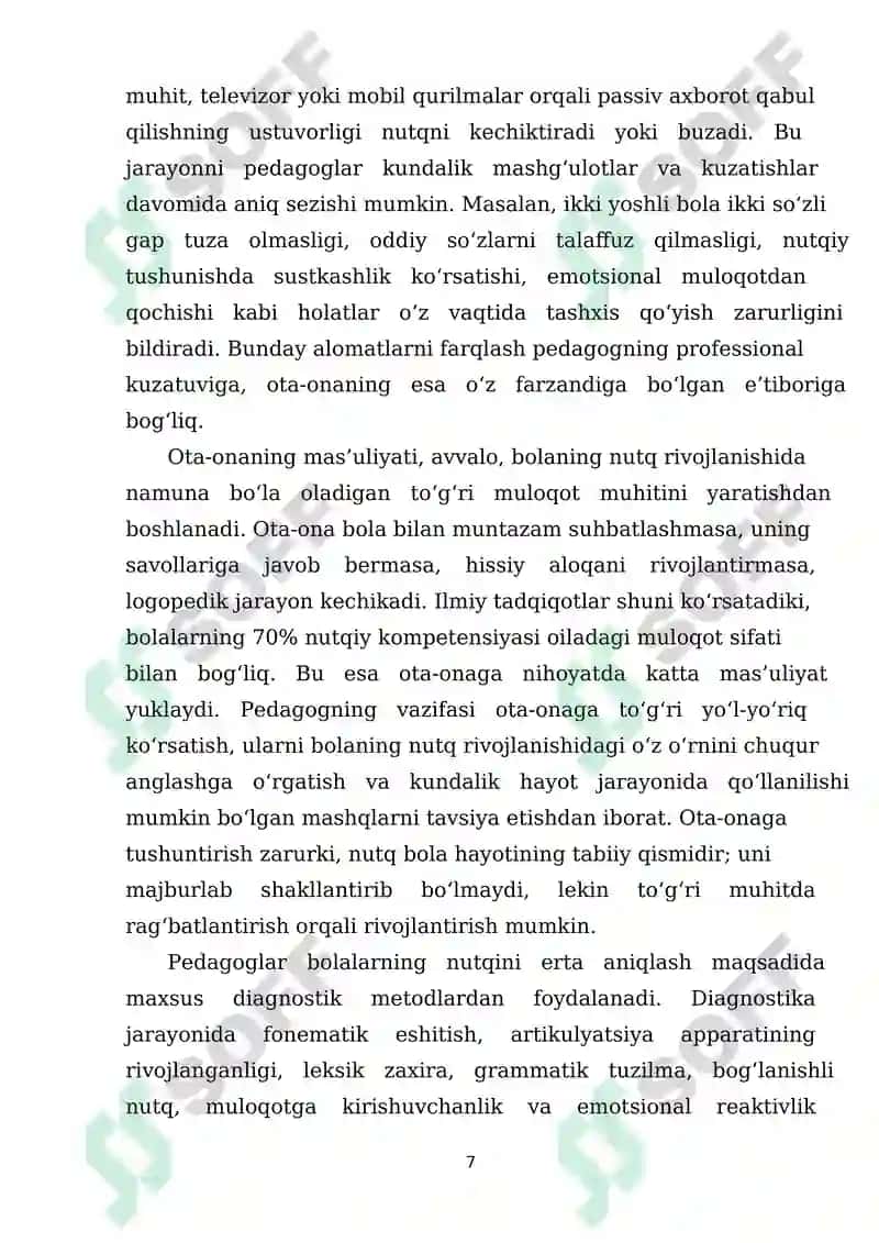 Bolalarda nutq kamchiliklarini bartaraf etish jarayonida pedagoglar va ota-onalarning o‘zaro hamkorligini tashkil etish 6