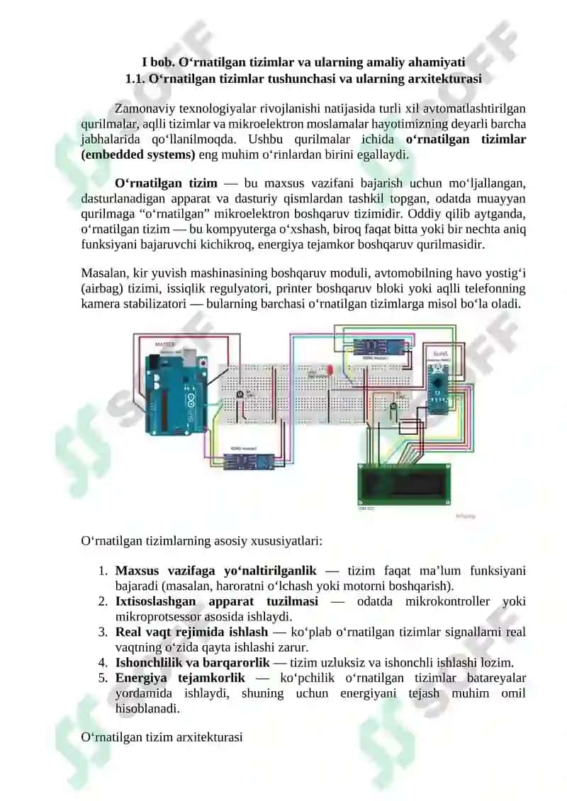 Arduino platformasi va o'rnatilgan tizimlarni prototiplash KURS ISHI 6