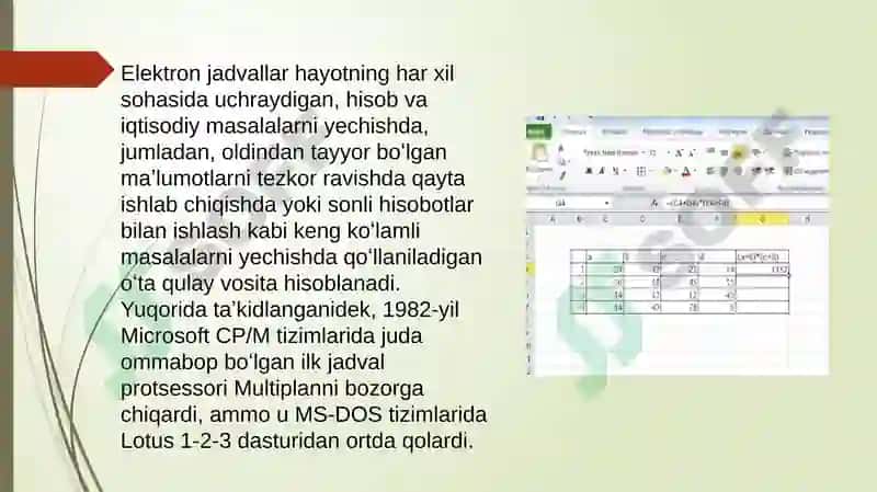 MS EXCEL dasturida formula va funksiyalar 6