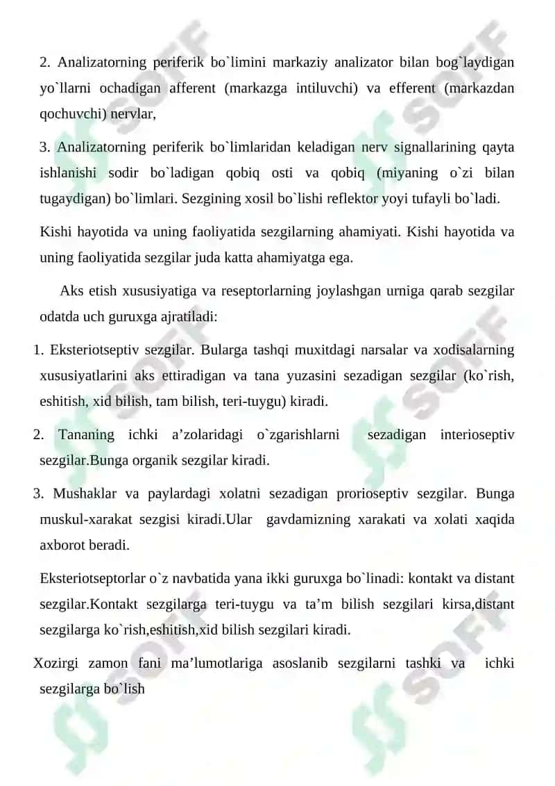 Сезгилар классификацияси. Сезгиларнинг узгарувчан шакллари 6