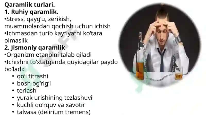 Etil spirti. Alkogolizm va uning asoratlari. 6