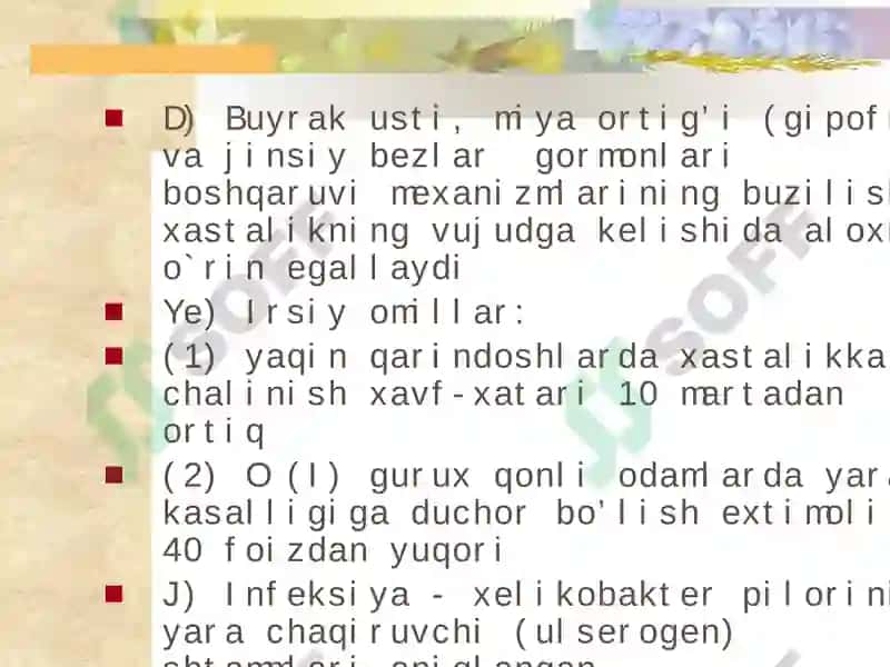 ME'DA VA O`N IKKIBARMOQLI ICHAK YARAKASALLIGI 6