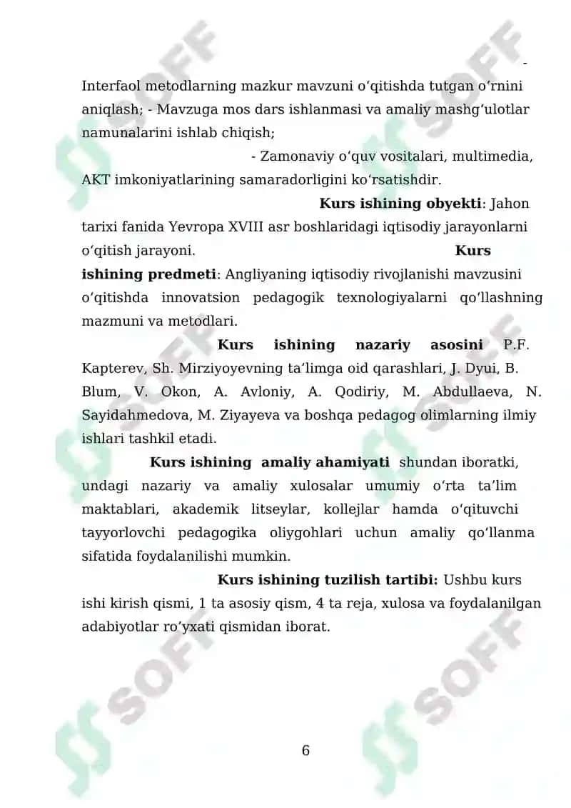 XVII asr oxiri XVIII asr boshlarida Angliyaning iqtisodiy rivojlanish mavzusini oʻqitishda pedagogik texnologiyalarni o’rni 6