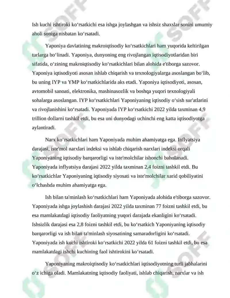 YAPONIYA DAVLATINING MAKROIQTISODIY KO‘RSATKICHLARI TASNIFI 6