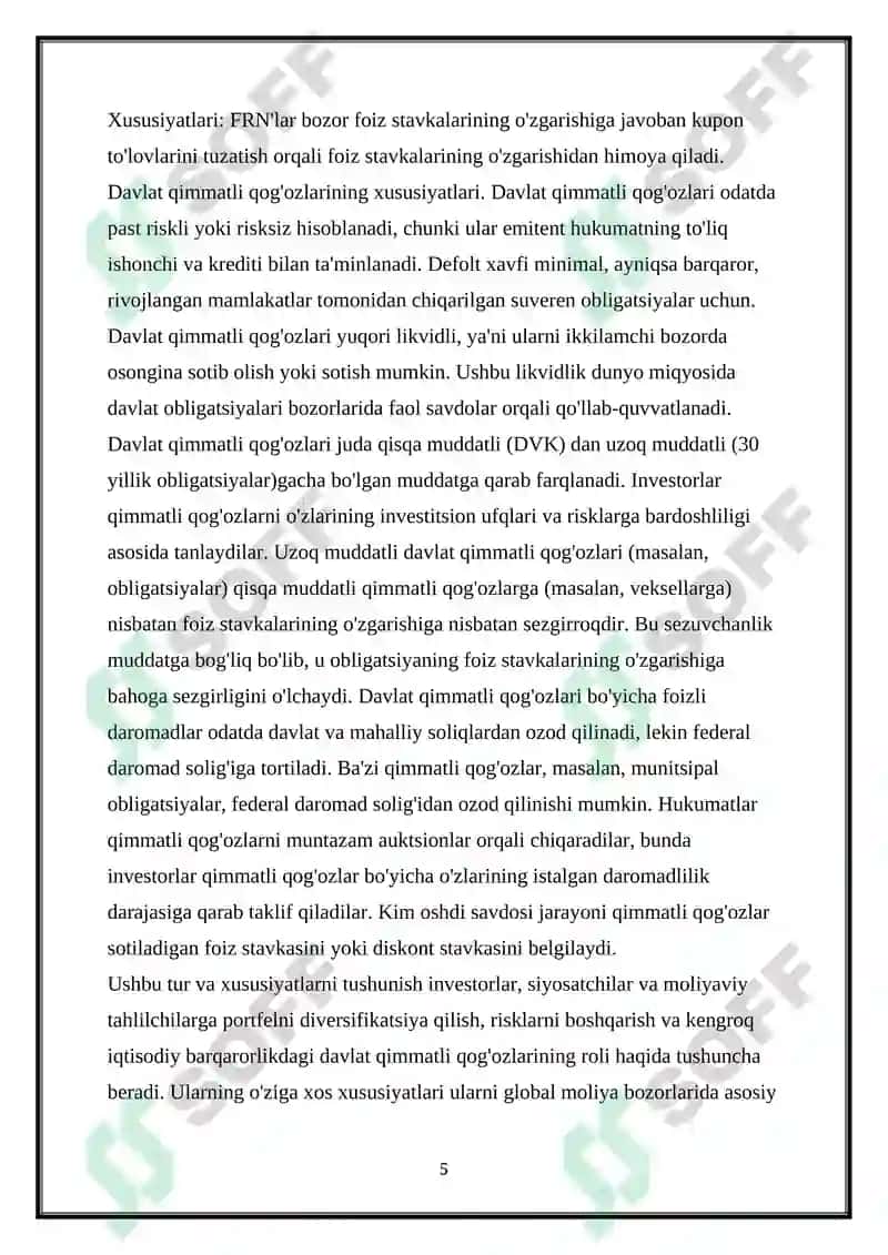 Davlat qimmatli qog'ozlarining fond bozoridagi joylashuvi 6