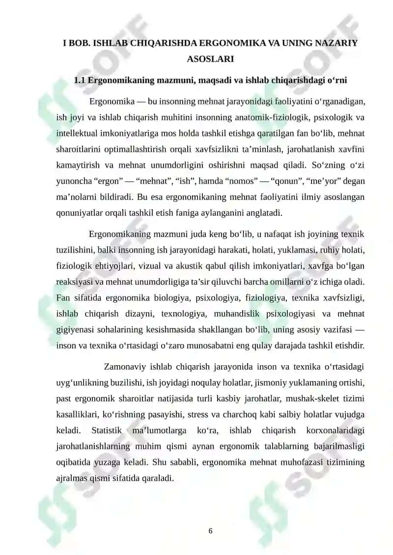 Ishlab  chiqarishda jarohatlanish xavfini kamaytirishda erganomik usullarning samaradorligi 6