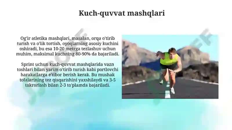 Qisqa masofaga yugurishda maxsus jismoniy tayyorgarlik 6