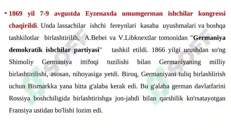 Shimoliy Germaniya Ittifoqining tuzilishi va Germaniyaning birlashtirilishi 6