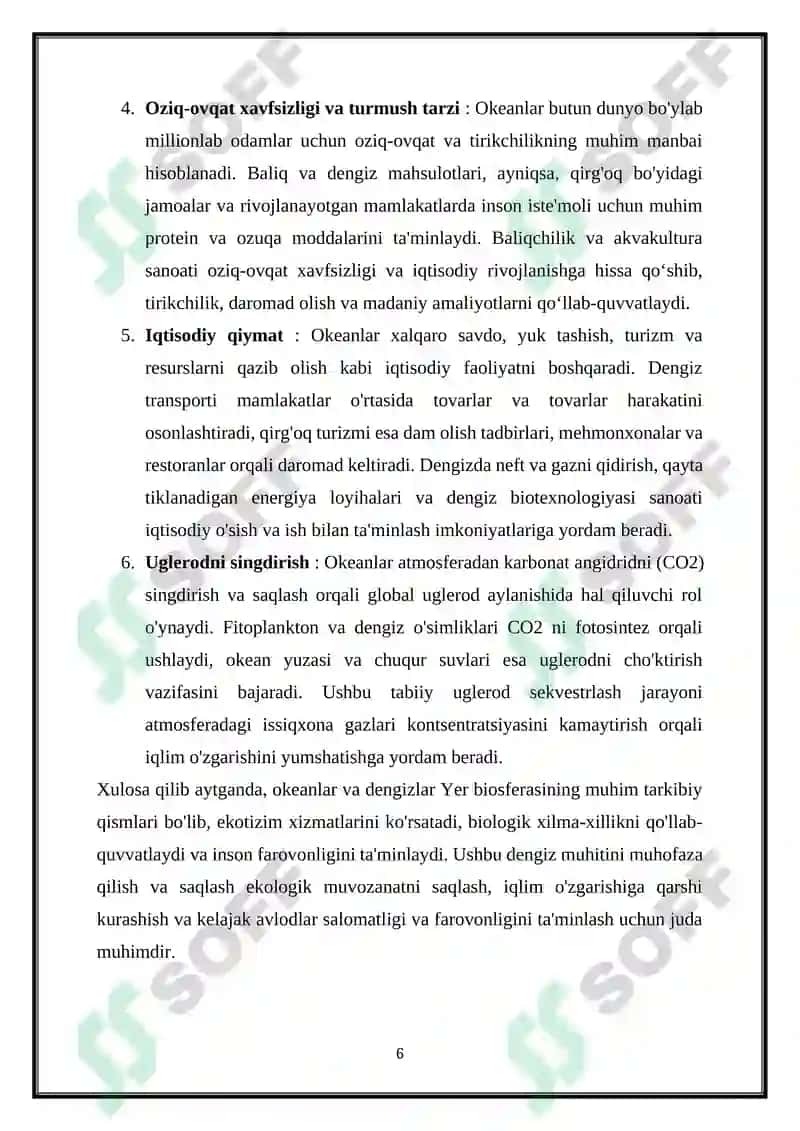 DUNYO OKEANI VA DENGIZLARNING IFLOSLANISHI VA ULARNI MUHOFAZA QILISH MUAMMOLARI 6