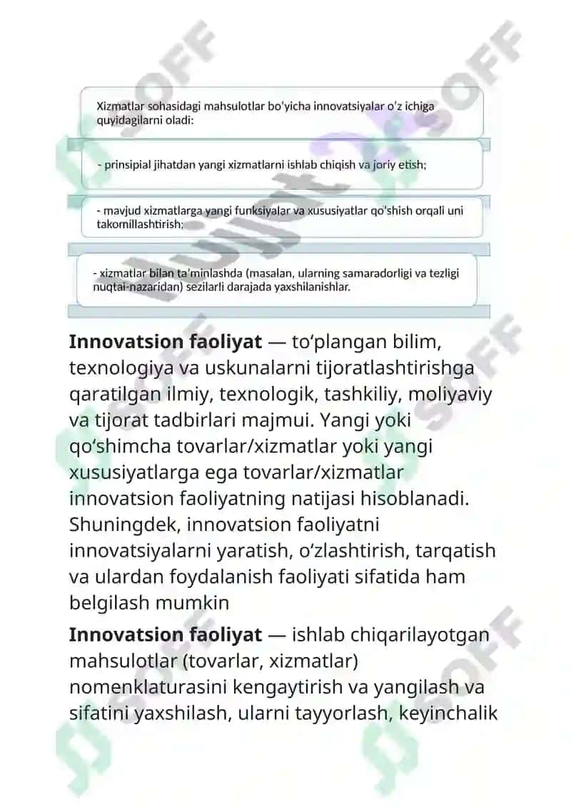 Innovatsiyalarning sohalar boʻyicha turlari 6