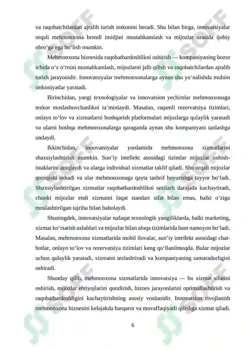 Mehmonxona xizmatlarini innovatsion rivojlanishi 6
