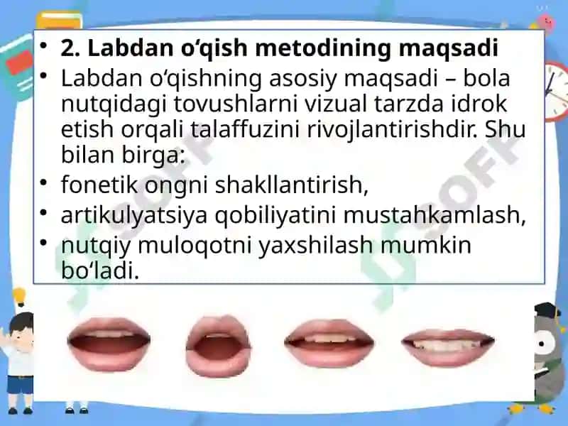 Nutqning ko’ruv idrokini rivojlantirish (Labdan O’qish) 6