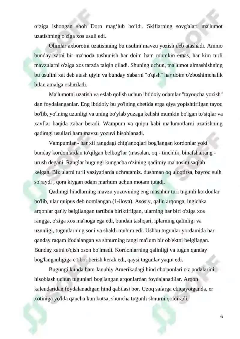 YOZUV TARIXI HAQIDA MA’LUMOT KURS ISHI 6