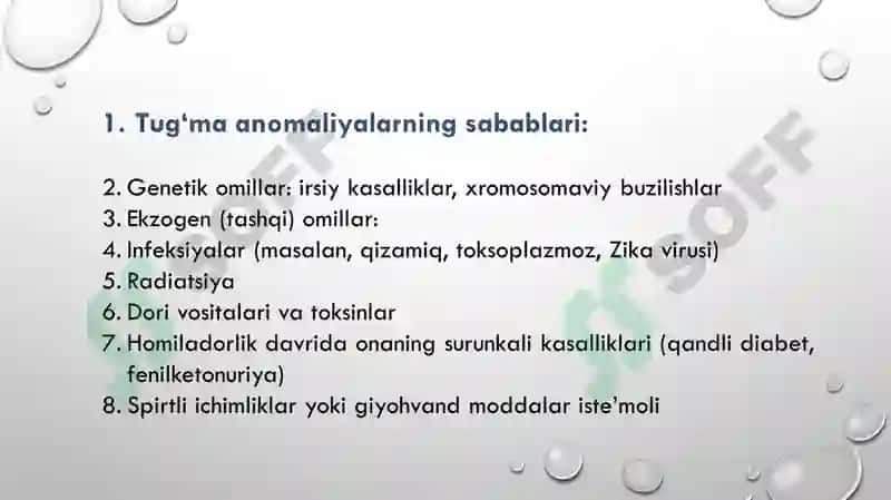Tug’ma Anomaliyalar. Chala tug’ilganlardagi buzilishlar 6
