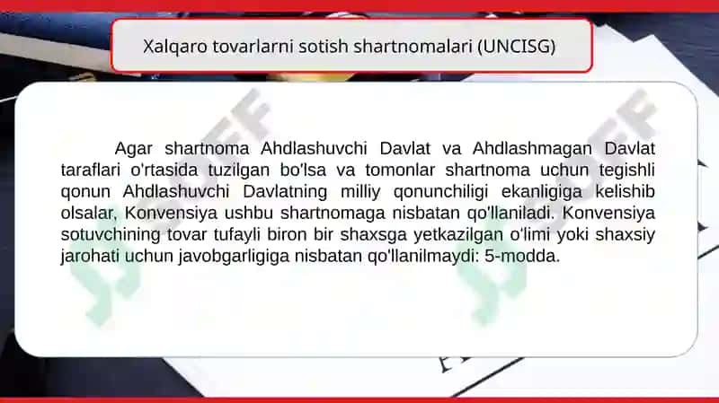 Xalqarotovarlarni sotish shartnomalari va Incoterm Shartnomalari 6