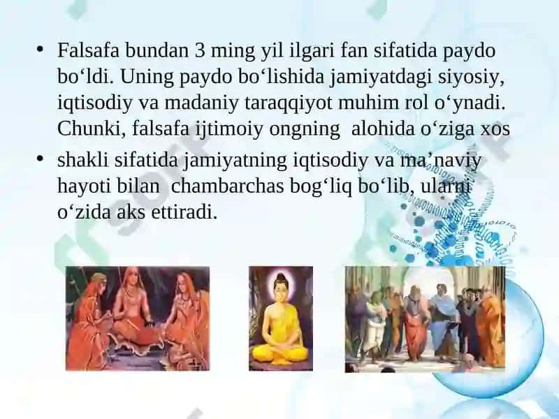 Falsafavaunig jamiyat hayotidagi roli 6