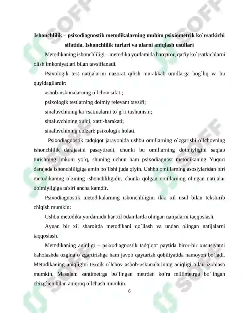 Amaliy topshiriq xarakteriga ko'ra psixodiagnostik metodikalar klassifikatsiyasi 6