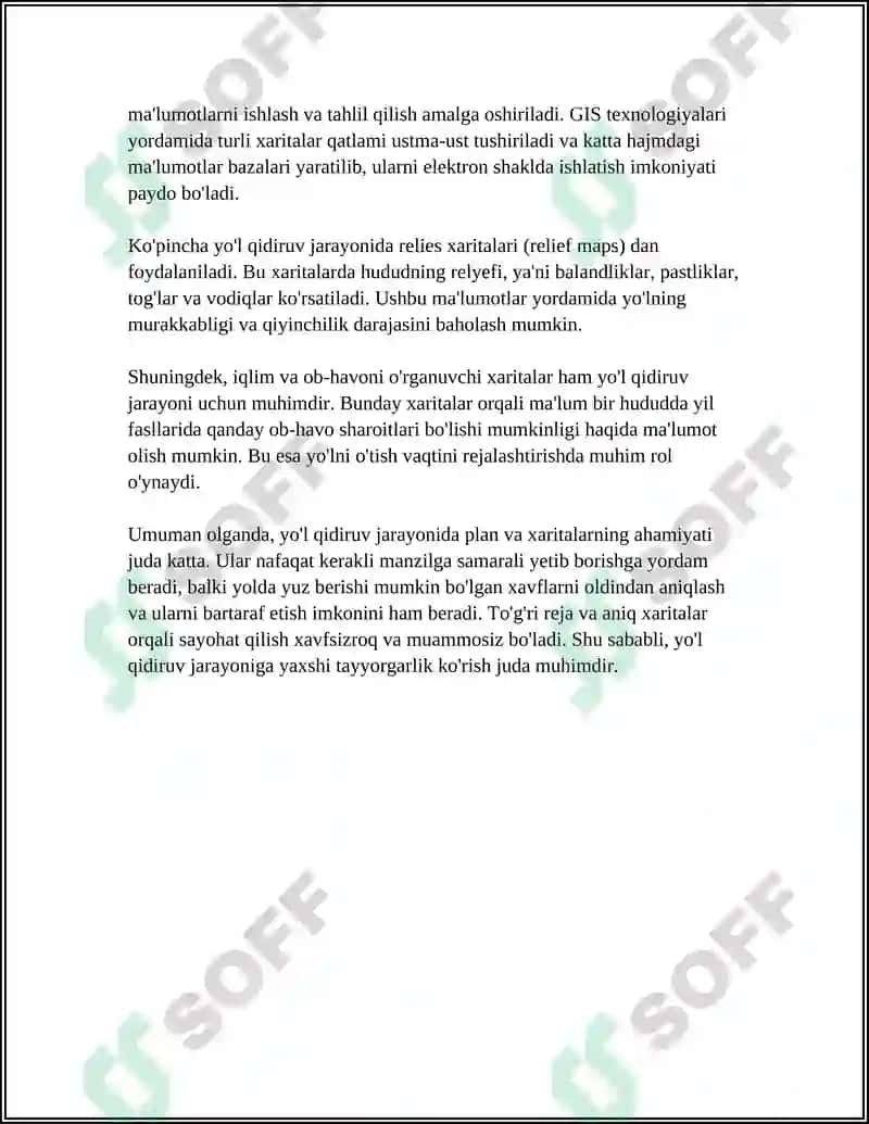 AVTOMOBIL YOʻLLARINI QIDIRUVDA PLAN VA XARITA HAQIDA UMUMIY TUSHUNCHA 6