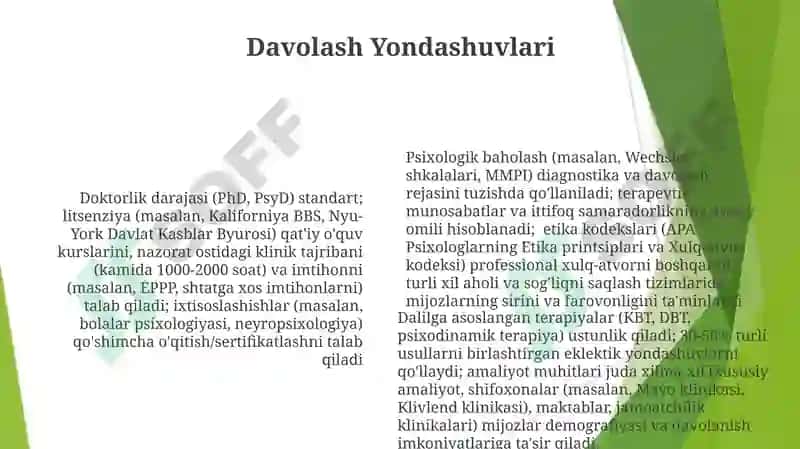 Klinik psixolog kasbining uziga xos xususiyatlari 6