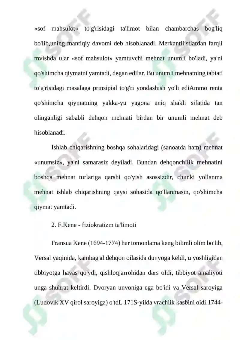 F.Kenening iqtisodiy jadvali 6