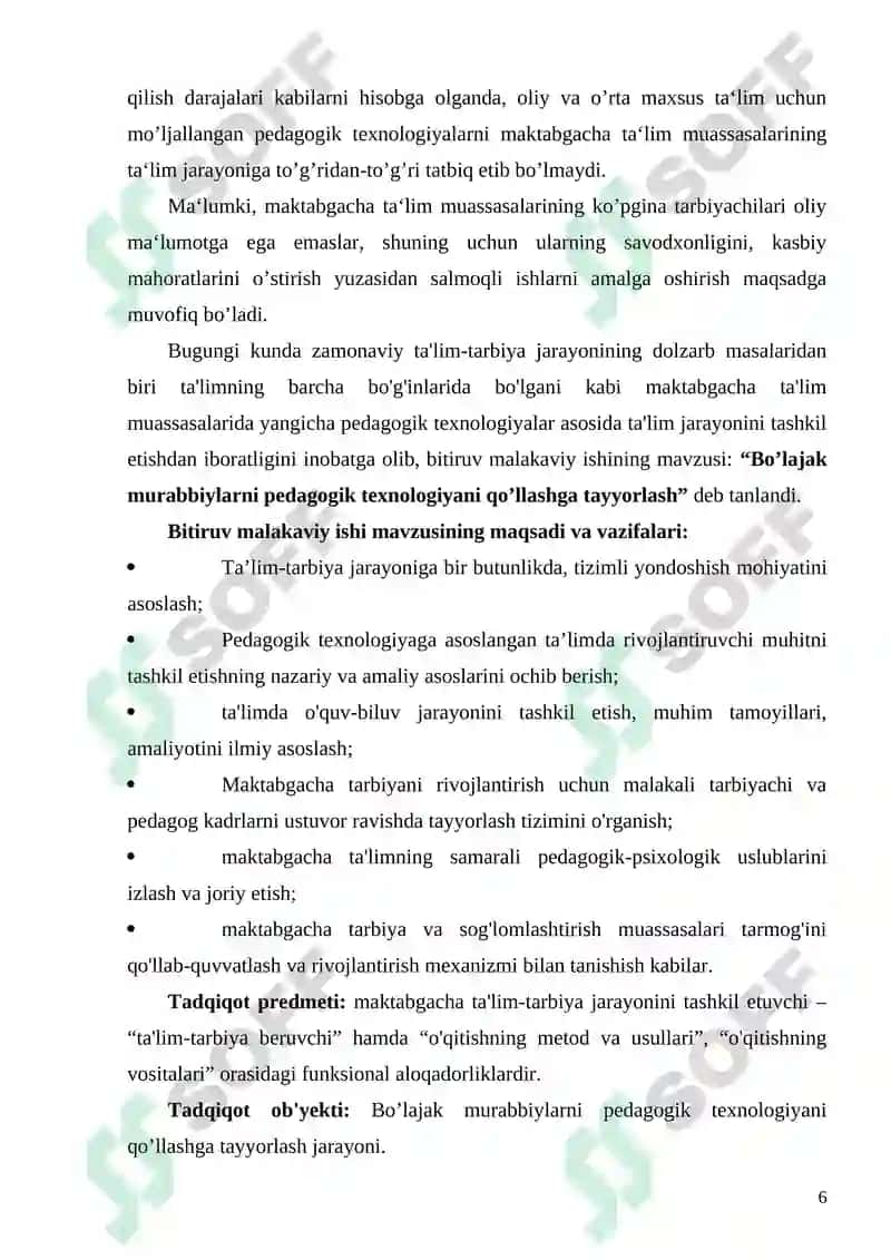 Bo’lajak murabbiylarni pedagogik texnologiyani qo’llashga tayyorlash 6