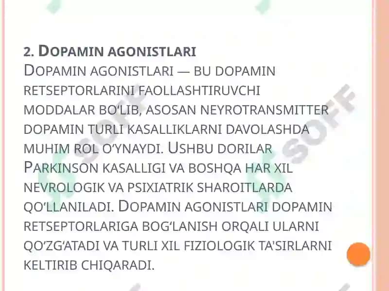PARKINSON KASALLIGINI DAVOLASHDA ISHLATILADIGAN DORI VOSITALARI 6
