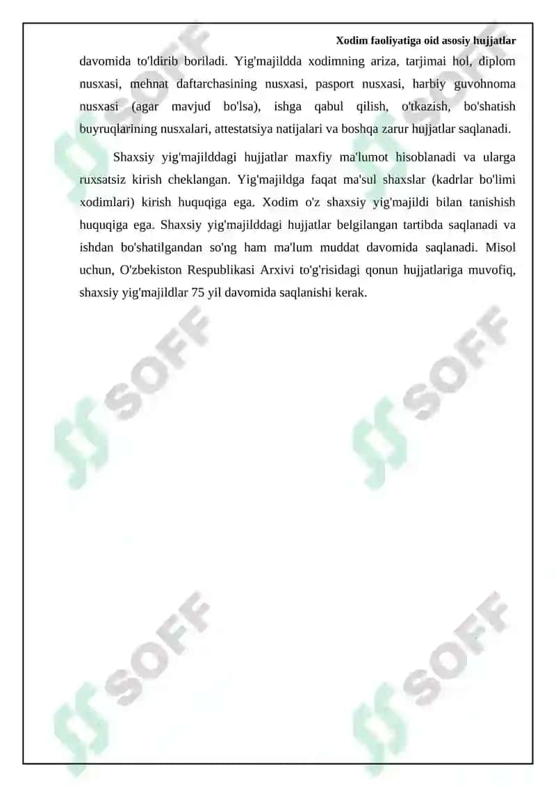 Xodimlar faoliyatiga oid hujjatlar 6