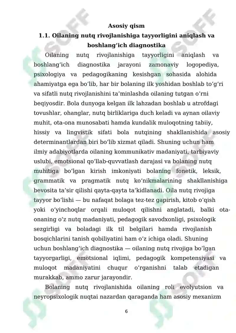 Logopedning oilaga maxsus nutq tarkibini tashkil qilish tartibi, bolada nutq rivojlanishining algoritmi 6